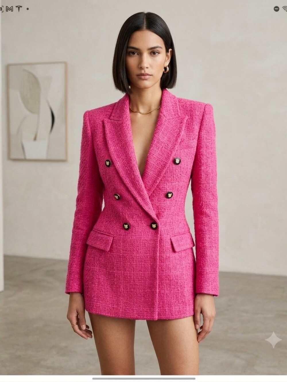 Women's Zara  Pink Double-Breasted Jacket replaced buttons XS